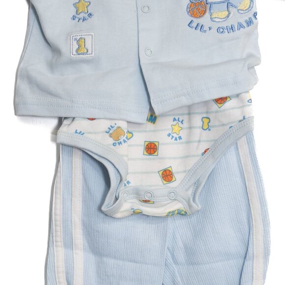 Teddy Boom Size 0/3M Baby Boys 3-Piece Outfit With Lil Champ Bear Embroidery - Picture 3 of 8